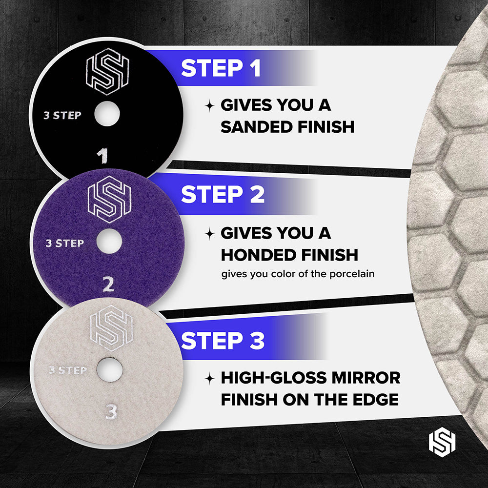 Tile and Stone Technologies™ 3-Step Dry Polishing Pads
